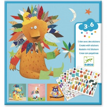 Набор создания аппликаций наклейками DJECO «ЖИВОТНЫЕ» Набор создания аппликаций наклейками DJECO «ЖИВОТНЫЕ»