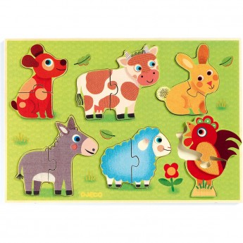 Рамка-вкладыш DJECO «ЖИВОТНЫЕ НА ЛУГУ»